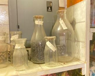 Vintage milk bottles with lid 