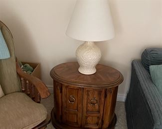 . . . end table and classic white lamp