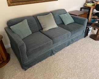 . . . this sofa in blue tones is a sleeper