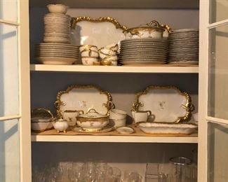 Gold and white dinnerware set