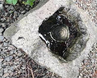 carved granite birdbath