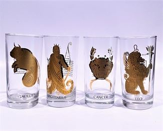 Vintage Gold Zodiac Anchor Hocking Tumbler Glasses........To register in order to place bids go to www.capitolsalesservices.hibid.com