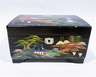 Vintage Japanese black lacquer jewelry & musical box