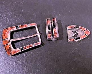 Sterling silver belt buckle set ......To register in order to place bids go to www.capitolsalesservices.hibid.com