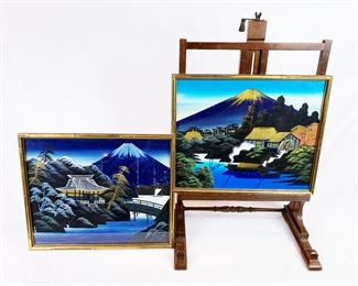 1950s Japanese silk paintings......To register in order to place bids go to www.capitolsalesservices.hibid.com