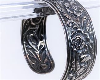 Sterling silver cuff bracelet by S. Kirk & Sons ......To register in order to place bids go to www.capitolsalesservices.hibid.com