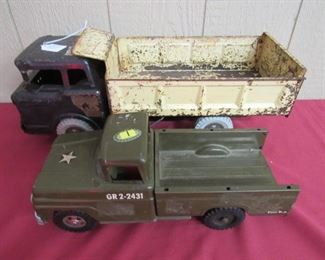 Louis Marx Dump Truck & Tonka Army Truck
