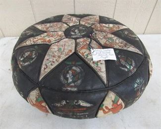 Leather Pouf Hassock From Egypt 