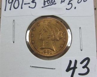 1901-S Gold $5.00 Coin