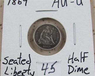 1869 Seated Liberty Half Dime