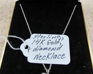 Sterling, 14K Gold & Diamond Necklace