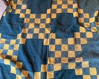blue and yellow quilt