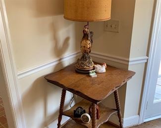rooster lamp and library table