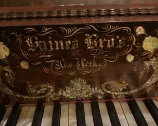 Haines Brothers Piano -1850s, note mother-of-pearl