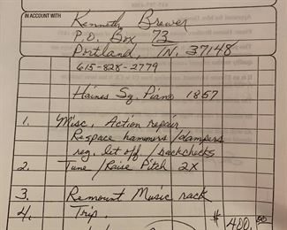 Piano was last worked on in 2015