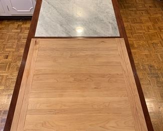 Marble and maple top of kitchen island