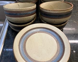 Pottery bowls and saucers