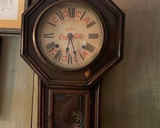 Antique Coca-Cola wall clock with paper dial