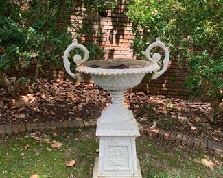 Monumental cast iron garden urn