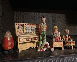 Vintage tin lithographed toys