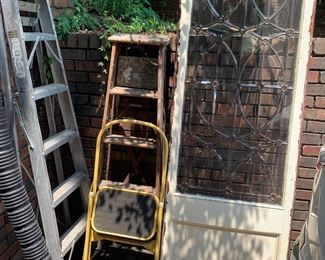 ladders, pair of beveled glass doors