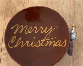 Redware Merry Christmas plate