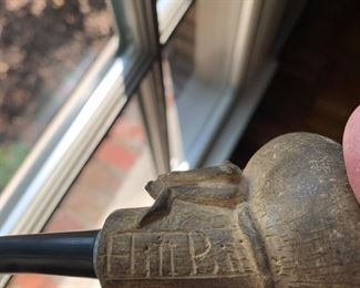 Hand carved smoking pipe Hill Bill
