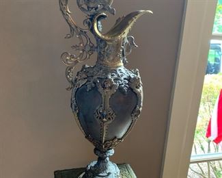 Large spelter ewer
