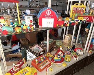 Large selection of vintage children's toys, dolls and board games