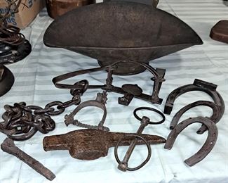 Rustic items. Vintage bear trap