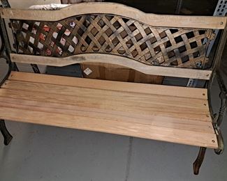 Cast iron oak bench