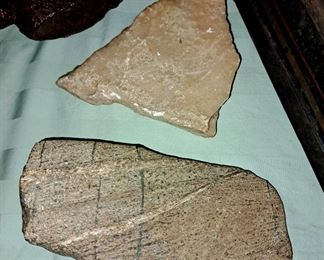 Native American Indian scrapper and hatchet stones 