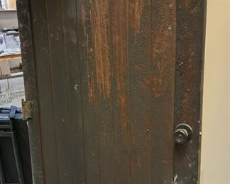 Original downtown building wainscoat door