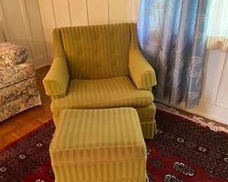 We have two of these great vintage gold upholstered chairs (one ottoman)