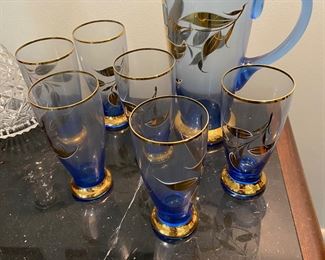 Beautiful vintage glass beverage set.  Various other glassware sets available.