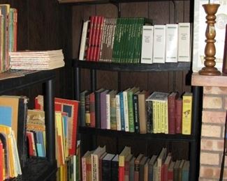 Lots of books, many are music related, cookbooks and many other subjects