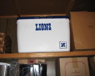 Vintage Lions cooler, original box is beside it