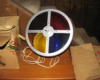 2 six fooy aluminum Christmas trees and a color wheel