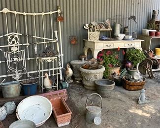 Garden decor, flowering pots, 