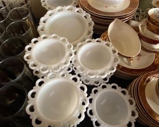 Milk glass dishes