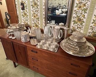 Vintage mother of pearl & silver serve-ware 