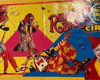 HAND SIGNED BY ALL THECLOWNS RINGLING BROTHERS POSTER,