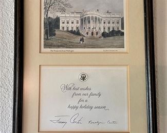 FRAMED THE PRESIDENTS HOUSE SIGNED JIMMY AND ROSALYNN CARTER.