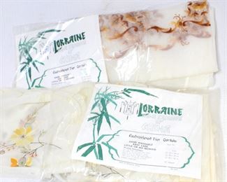 2 1960's 70's New Old Stock in Package Sheer Embroidered Drapes Valences