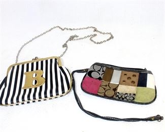 Authentic COACH Patchwork Wristlet, Melie Bianco Signature Stripped Coin Purse