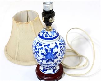 Old Chinese White and Blue Porcelain Ginger Jar Converted to Table Lamp