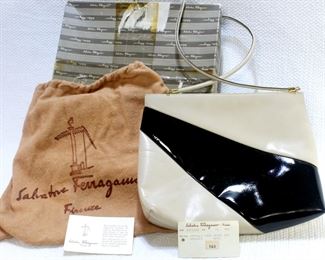 Vintage Ferragamo Leather Purse, with original box, dust bag, and registration cards from Ferragamo, Florence Italy.