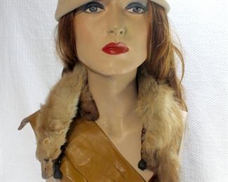 Early 1950’s 100% Wool Mushroom Hat, Vintage Benioff Bros Mink, Caramel Kid Leather Gloves WOW!