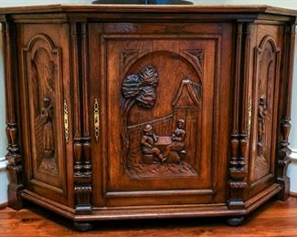 French Carved Corner Cabinet- $1500.00