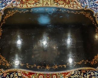Dennis & Been shaped Chinoiserie Cocktail Table with Japanned Top. $3850.00